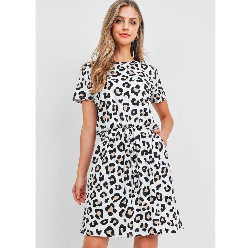 Leopard Print Dress with Cinch Waist